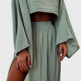 Martha Two-Piece Set with High-Slit Skirt