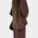 Eli Oversized Set with V-Neck Top and Straight Pants