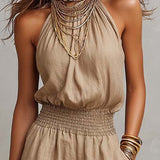 Ainara | Halter-Neck Wide-Leg Jumpsuit with Shirred Waist