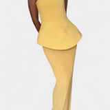 Clarita Two-Piece Pleated Set Strapless
