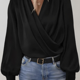 Quinn Elegant Long Sleeve Blouse with V-Neck