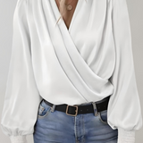 Quinn Elegant Long Sleeve Blouse with V-Neck