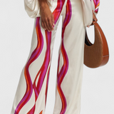 Sybella Two-Piece Set with Off-the-Shoulder Top and Wide-Leg Printed Pants