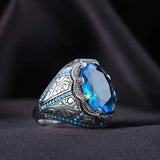 Vintage Handmade Silver Ring with Blue Stone