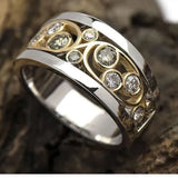 Vintage Gold and Silver Ring with Ivy-Shaped Cubic Zirconia