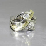 Vintage Ring in Gold and Silver with Zirconia