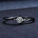 Vintage Black Gold Ring with Crystal