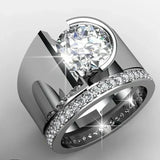 vintage silver ring with sparkling zirconia