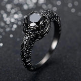 Vintage copper ring with black stone