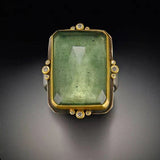 Vintage Green and Gold Glass Ring