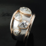 vintage gold-plated ring with zirconia inlays
