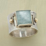 Vintage ring with green square moonstone