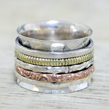 vintage ring in gold and silver with wheel