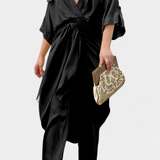 Mayleen Crossed Set with Front Bow and Straight Pants