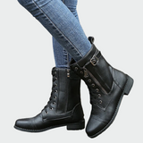 Patricia - Women's Leather Military Style Orthopedic Boots