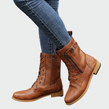 Patricia - Women's Leather Military Style Orthopedic Boots