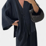 Eli Oversized Set with V-Neck Top and Straight Pants