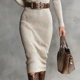 Julieta | Long Sleeve Midi Dress with Belt
