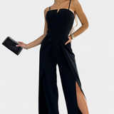 Prescillia Jumpsuit with Spaghetti Straps and Side Slit