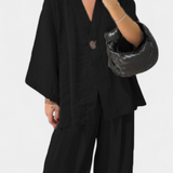 Eli Oversized Set with V-Neck Top and Straight Pants