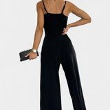 Prescillia Jumpsuit with Spaghetti Straps and Side Slit