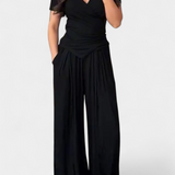 Ruslana Comfortable Two-Piece Set with Cross V-Neck