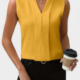 Nele Sleeveless Blouse with V-Neck and Flowing Cut