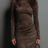 Lorena - Long Brown Midi Dress