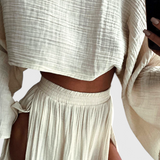 Martha Two-Piece Set with High-Slit Skirt