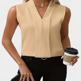 Nele Sleeveless Blouse with V-Neck and Flowing Cut