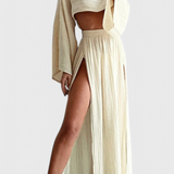 Martha Two-Piece Set with High-Slit Skirt