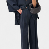 Eli Oversized Set with V-Neck Top and Straight Pants