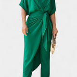 Mayleen Crossed Set with Front Bow and Straight Pants