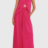 Bernadina Linen Set with Front Opening Top and Wide Leg Pants