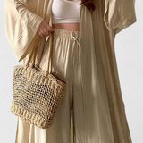 Suella Casual Two-Piece Set with Long Cardigan and Side Slit