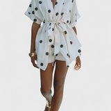 Avila Knot Front Kimono Set with Polka Dot Shorts