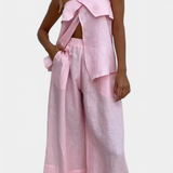 Oriana Strapless Set with Side Slit Skirt in Solid Color