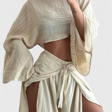 Maeva Casual Two-Piece Set with Opening and Bow
