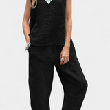 Leona Sleeveless Vest and Pants Set in Cotton Linen