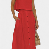 Naha Cotton Set with Vest and Front Buttons