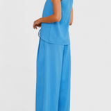 Bernadina Linen Set with Front Opening Top and Wide Leg Pants