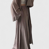 Suella Casual Two-Piece Set with Long Cardigan and Side Slit