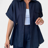 Lani Relaxed Cotton and Linen Shirt and Pants Set
