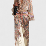 Finely Set with Ruffled Blouse and Vintage Paisley Print