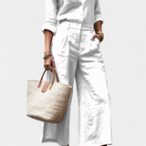 Sabina Loose Shirt and Capri Pants Set in Pink