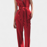 Carlen - Classic Vest with Belt and Wide Leg Pants Set