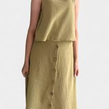 Naha Cotton Set with Vest and Front Buttons