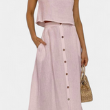 Naha Cotton Set with Vest and Front Buttons