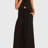 Bernadina Linen Set with Front Opening Top and Wide Leg Pants
