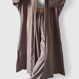 Suella Casual Two-Piece Set with Long Cardigan and Side Slit